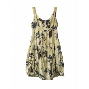 Animale Yellow Floral Scoop-Neck Midi Dress Size XS or S Boho Cottagecore